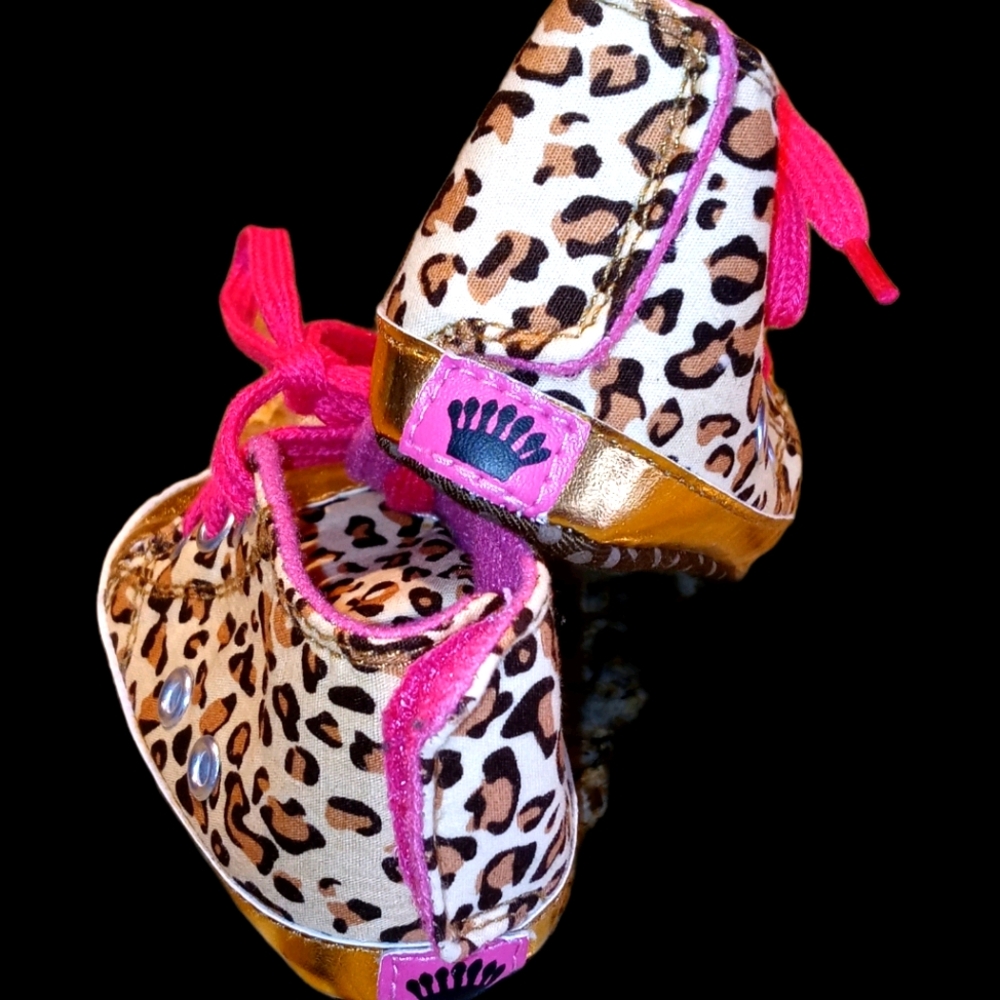 Golden Leopard Princess Baby Sneakers Size 4